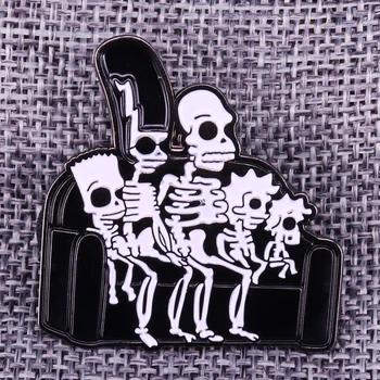Kreslené Rodiny X-Ray Kostru Brož Trend Kultura Znak Odznak vtipné halloween decor