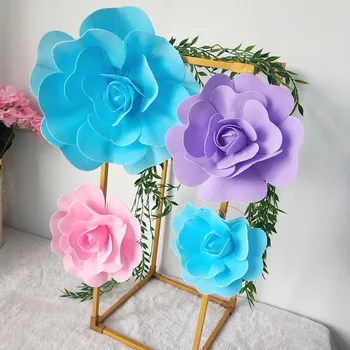 5 Kusů Umělých PE Pěna Růže Kytice pro Domácí Video Wall Svatební Dekorace DIY Falešné Květinové Dekorace