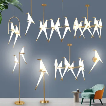 LED Pták stojací lampa Stojící lampa Obývací pokoj Ložnice Studio postavit Stolní lampa Studuje Čtení origami světlo