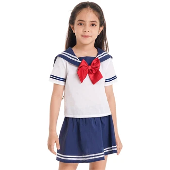 Děti, Dívky, Japonské Školní Uniformy Anime Sailor Šaty Dospívající Halloween Jevištní Výkon Kostým Topy Sukně Školačky Oblečení
