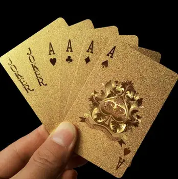 Zlaté Hrací Karty Balíček Gold Fólie Poker Set Magic Card 24K Plastové Fólie Poker Odolné Vodotěsné Karty Magic
