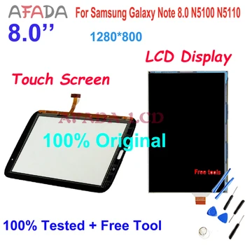 100% Test Pro Samsung Galaxy Note 8.0 N5100 N5110 GT-N5100 GT-N5110 LCD Displej Dotykový Displej Digitizer Sklo Výměna Snímače