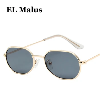 [EL Malus]Malý, Tenký, Čtvercový Rám sluneční Brýle, Ženy, Pánské Red Tan Objektiv Kovové Odstíny Sexy Dámy Sluneční Brýle Značky Návrhář Oculos