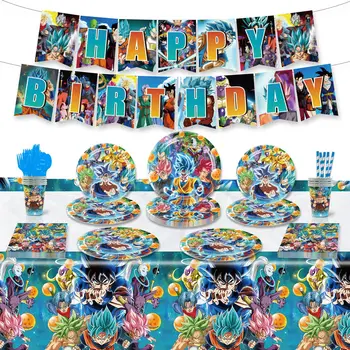 Anime Dragon Ball Birthday Party Dekorace Dodávky Pozadí Miminko Goku Nálepka Hračky, Děti, Strana, Papír, Nádobí Sady