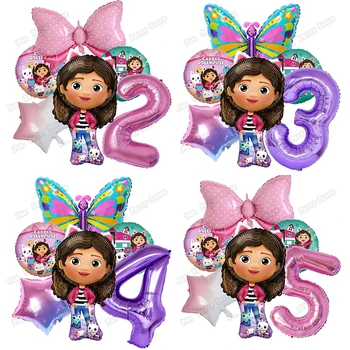 1set Gabby Domeček pro panenky dívka, narozeninové party dekor děti růžové ballon 1 2 3 4 5 6 7st miminko dodávky Globos Děti, Hračky