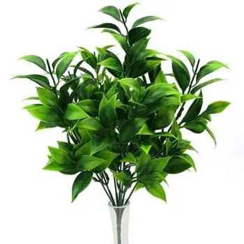 7 větve zelené umělé rostliny pro zahradní keře falešné trávy eukalyptu listy oranžová umělé rostliny pro domov, obchod dekorace