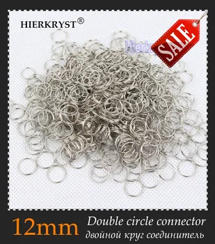 HIERKRYST 100ks/lot Slivery Prsten Double Circle Lustr Konektory 12mm Šperky Otevřené Skok Kroužky