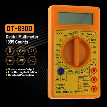 DT-830D Mini Kapesní Digitální Multimetr 1999 se Počítá AC/DC Volt Amp Ohm, Dioda, hFE Kontinuity Tester Ampérmetr Voltmetr Ohmmetr
