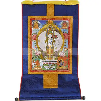 Tibetský Thangka Scroll Obraz 33x25