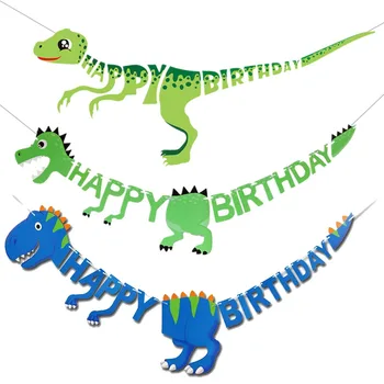 Dinosaurus Happy Birthday Garland Banner Řev Dino Party Balónky Džungle Zvířat Safari 1. Děti Birthday Party Dekorace Dodávky