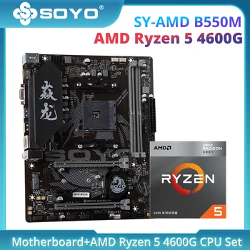 SOYO AMD Dragon B550M s Ryzen 5 4600G základní Deska CPU Procesor Nastavit 3.7 GHz 6-core Socket AM4 Herní Počítač Combo