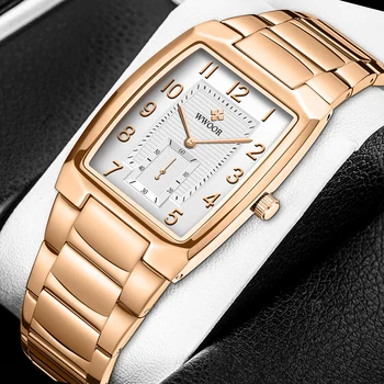 WWOOR 2022 Luxusní Hodinky Muži Náměstí Quartz arabština Hodiny Mužské Nerezové Oceli Ležérní Vodotěsné, Datum, Náramkové hodinky Box Montre Femme