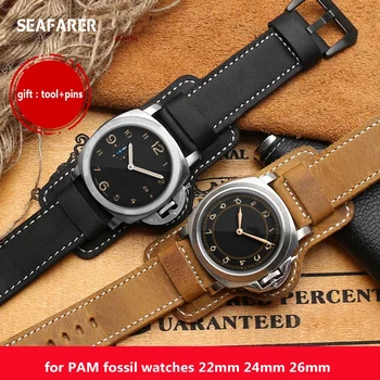 Voor Fossiele PAM Horlogeband Lederen Polsband Setkal Lade Pásku Roestvrij Stalen Gesp Handgemaakte Riem 20 22 24 26 mm
