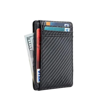 RFID Muži Držitele Karty Slim Uhlíkových Vláken Peněženka Černá/Kávu/Modrá Barvy Hot Prodej Unisex spona na Peníze 11.2 x 8.2 x 0,3 cm