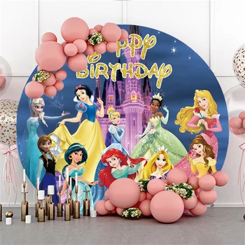 Disney Princezny Kulatý Tvar Birthday Party Dekorace dětské Dekorace Photozone Vlastní Pozadí Kulis Zeď Svatba