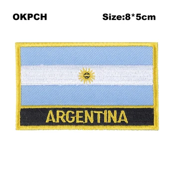 Argentina Čtvercový Tvar nažehlovací Vlajka Náplast Vyšívané Viděl na Odznaky, Nášivky na Oděvy PT0005-R
