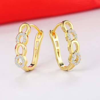Piercing Hoop Náušnice Pro Ženy, Roztomilé Hollowout Kulatým Zirkonem Světle Zlatá Barva Ucho Manžety Velkoobchod Fahshion Šperky E817