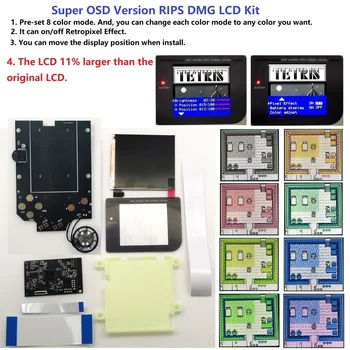RIPY V4 Super OSD Verze IPS LCD Vysoký Jas Podsvícení Sada Pro GameBoy DMG GB DMG Konzole A Pre-Pájecí Reproduktor