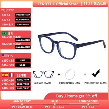 ZENOTTIC Slitiny Náměstí Brýle Rám Mužů Obchodní Styl Krátkozrakost Optické Brýle dioptrické Brýle s Anti Blue Ray Čočky