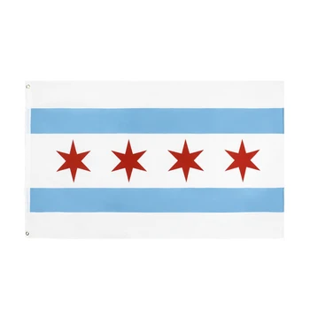 3Jflag 3x5Fts 90 × 150 cm Závěsné spojené státy Americké Chicagské Vlajky