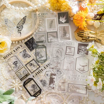 Yoofun Vintage Gold Silver Transparentní Rámeček Dekor Scrapbooking Časopisech Deník Samolepky dekorační Lišta Rostliny Nálepka DIY