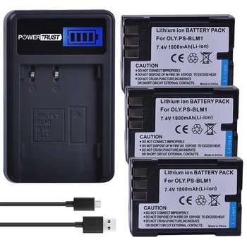 PowerTrust 3ks PS-BLM1 BLM1 BLM-1 Baterie + LCD USB Nabíječka pro Olympus C-5060, C-7070 C-8080, E-1 E-3 E-30, E-520 EVOLT E-300