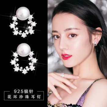 Nový Design Svatební Šperky, Luxusní Čirý Zirkon Náušnice Elegantní 925 Sterling Silver circle Náušnice Pro Ženy