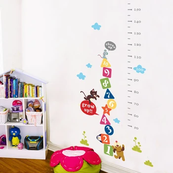 Zvířata 1-9 Číslo Vyrůstat Výška Vládce Kidergarten Samolepky na Zeď dětský Pokoj Ložnice Domácí Dekor DIY nástěnné Malby Plakát