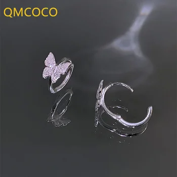 QMCOCO Stříbrná Barva Módní Elegantní Jednoduché Motýl Zirkony Náušnice Žena, Narozeniny, Párty Doplňky, Kreativní Šperky Dárky