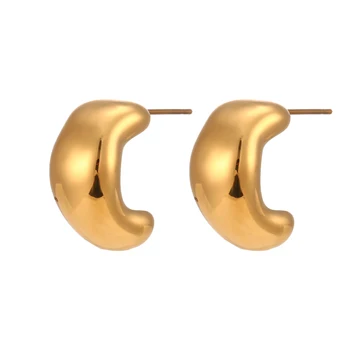 18K Gold Á Minimalistický Design Duté Geometrické Náušnice Vodotěsný Hypoalergenní Nerezové Oceli Náušnice pro Ženy