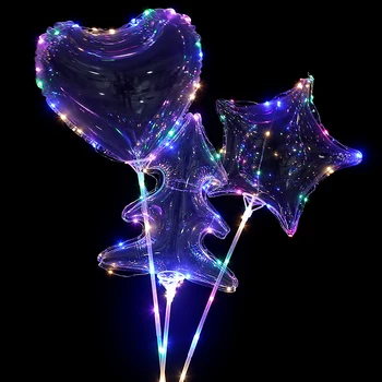 Nové 10pcs světelný led balón, srdce, Hvězda, Strom, světlo, Helium balónky narozeniny, party dekorace děti transparentní ballon Dekor