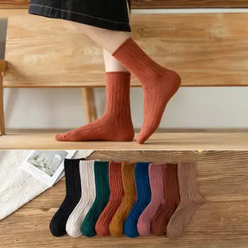 Vintage Jednobarevné, Pruhované Twist Vlněné Ponožky Ženy, Dívky Ležérní Sportovní Ponožky Podzim Zimní Harajuku Kniting Tlusté Teplé Ponožky Nové