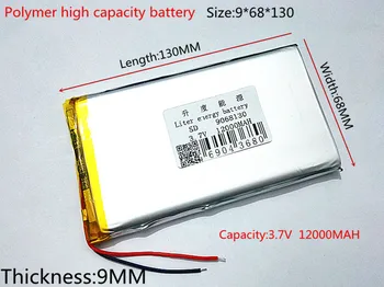 li-po ()lithium-Polymer baterie 3.7 V 12000MAH 9068130 lze přizpůsobit velkoobchodní CE FCC ROHS, MSDS certifikace kvality