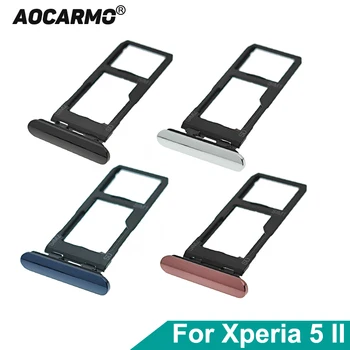 Aocarmo Pro Sony Xperia 5 II X5ii XQ-AS52 AS62 AS72 TAK-52A SOG02 Dual SIM Karty Držák Sim Slotu S Prachu Plug Kryt