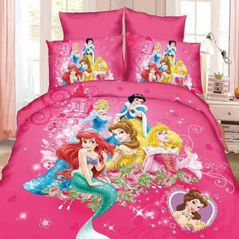 Disney Povlečení Sada Fialové Frozen Elsa Anna Princezna Rapunzel, Bella Peřinu Sady pro Dítě, Děti, Dívky, Postel, Dárky k Narozeninám