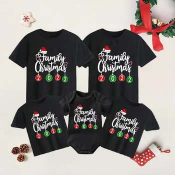 Rodina, Vánoce, Odpovídající Oblečení Xmas Party Dárky, Oblečení Matka Otec Dcera Syn + Dítě Romper T-shirt Rodinu Vzhled T Košile