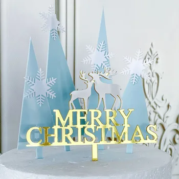 Veselé Vánoční Strom Šišky Sáně Dort Topper pro Xmas Party Dodávky Sněhulák, Santa Claus, Výzdoba, Nový Rok, Pečení Láska Dárky