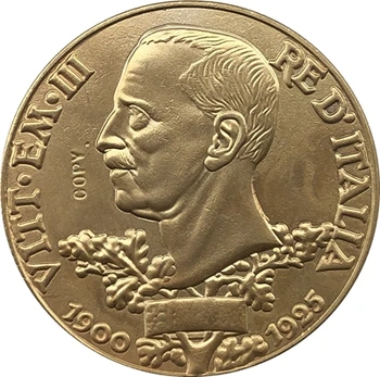 Recepce 24 K Zlatem pozlacené 1925 Itálie 100 Lir mince kopie