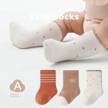 3 páry 2022 podzim zima nové dětské ponožky dívka chlapec sportovní bavlněné ponožky roztomilé ponožky pro 0-5y děti chlapci new born dětské zboží