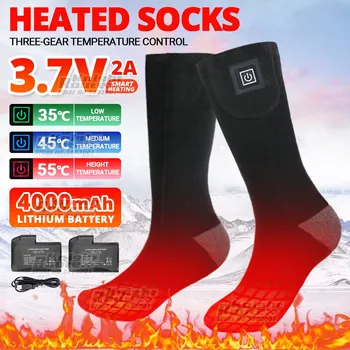 Vyhřívané Ponožky 5000mAh APP Control Thermal Pánské Dámské Ponožky Topení Nohou WarmerSocks Elektrické Lyžařské Teplé Ponožky Cyklistické Zimní
