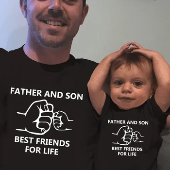Otec a syn nejlepší kamarádky na celý život print T-shirt Rodiny Odpovídající Rodina Vypadat tatínek Syna Oblečení Já a Táta Baby Tričko Oblečení