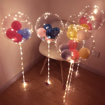 RADOST-ENLIFE Narozeninové Party Balónky Stát Balón Držitel Transparentní balón LED Světlo, Děti, Miminko, Svatební Party Dekorace