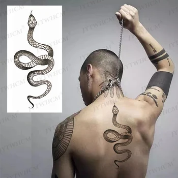 Černé Hadí Tetování Nálepka Vodotěsné Dočasné Tetování Muži je Zpět Falešné Tetování Flash Tělo Malování na Jedno použití Cool Tetování Ženy