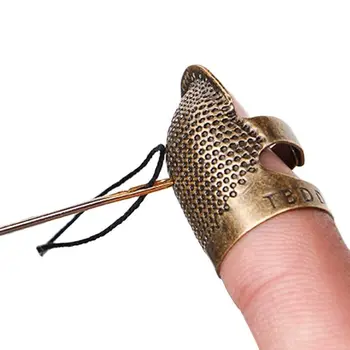 Náprstek kroužek DIY šití nástroje rukou, protiprokluzový systém kol výšivky retro prsten tlak pin hoop prstem nastavte Nastavitelný vlněné prst prsten
