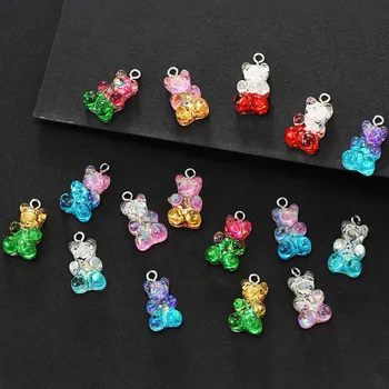 10 KS Barevné Třpytky Roztomilé Šperky Kreslený Medvěd Akrylové Korálky Color Matching pro Děti DIY Handmade Doplňky