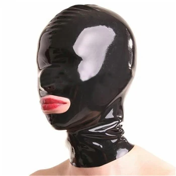 Hot Sexy Exotické Accessaries Latexové Kukly Zavřené Oči Fetish Maska Gumová Maska pro Dospělé Plná Maska na Obličej s Zadní Zip