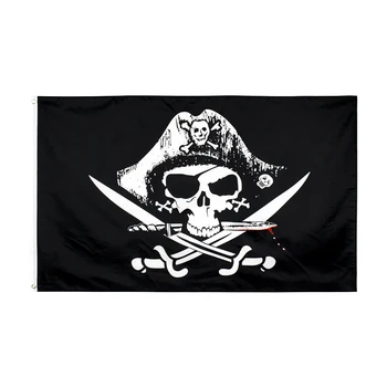90x150cm starší jolly roger Lebky Kříž kosti Piráti mrtvý mans hrudi Vlajky