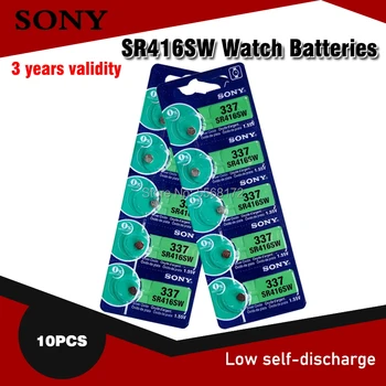 10ks SONY Originální Nové Hodinky baterie 337 SR416SW Stříbrným 1,55 V knoflíková baterie pro swatch hodinky LED Sluchátka