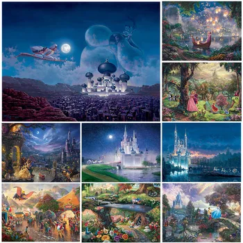 Disney 5D DIY Diamantový Malování pohádkového Světa, Hrad Drahokamu Vykládané Mozaiky Krajiny Vlastní Dárkové Dekorace Malování