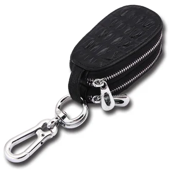 Originální Kožené Klíč, Držák Dvojitý Zip Žen, Auto Klíče Peněženka Muži Klíčenka Organizátor Multifunkční Hospodyně na Klíče